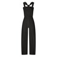 thumbnail image 5 of Sevevn Women Sleeveless Camisole Zipper Elasticity Solid Color Jumpsuits Black S Great Gifts for Less, 5 of 6