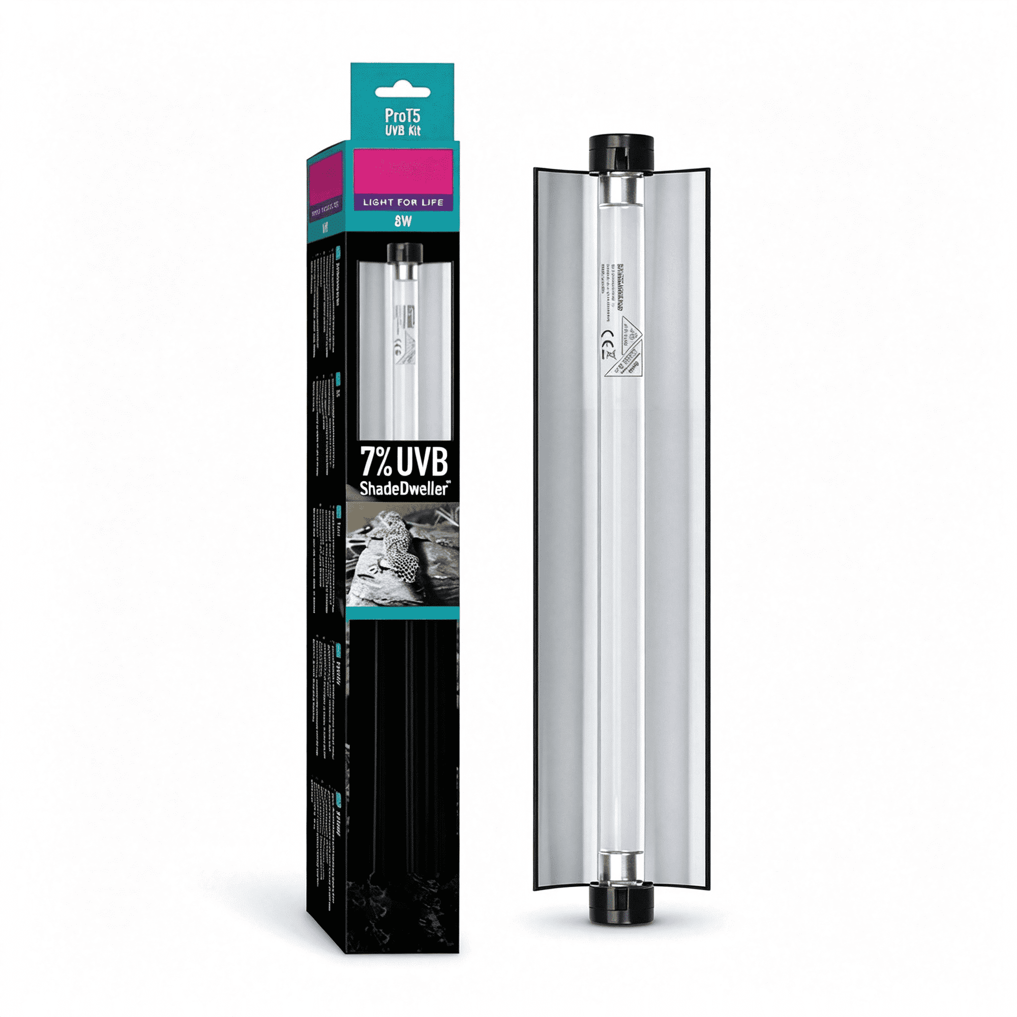 HIBIBUD Linear Uvb Reptile Light 12" Long 8 Watts 7% Uvb Shadedweller - Complete T5 Uvb Light for Reptiles, Turtles, Snake, Bearded Dragon, Turtle Lamp, Long Lasting Easy to Use Professional Lighting