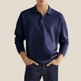thumbnail image 2 of Dovford Mens Casual Knit Polo Shirt Classic Long Sleeve Thermal Basic Button Down Golf Shirts, 2 of 6