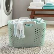 Mainstays Oval Flex Laundry Basket, Sage Plastic