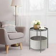 thumbnail image 6 of Round Side Table with Fabric Storage Basket, Metal Side Table Small Bedside Table Nightstand with Removable Tray Top for Living Room, Bedroom, Nursery, Laundry, Gray, 6 of 8