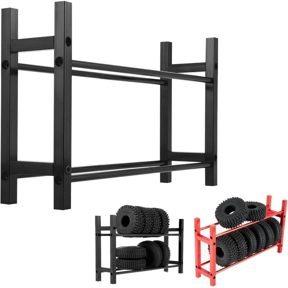 Aluminum Alloy Tires Rack Wheels Tyre Storage Shelf for 1/18 TRX4M Bronco Defender 1/24 Axial SCX24 RC Car (Black)