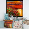 thumbnail image 2 of Red Poppies By The Ocean During Evening Glow 36 in x 36 in Framed Painting Canvas Art Print, by Designart, 2 of 2