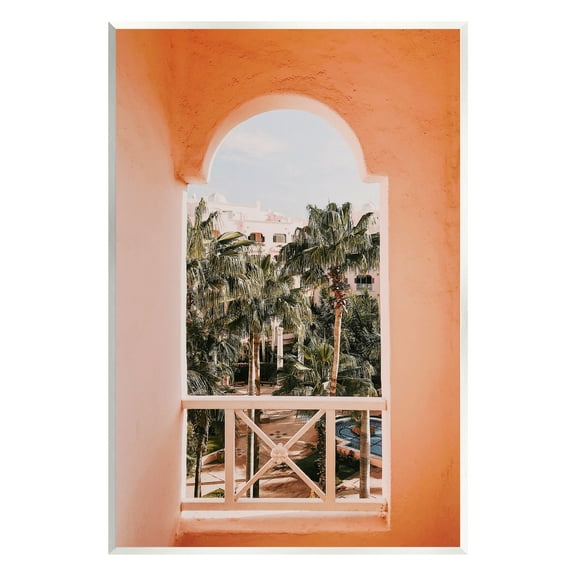 Stupell Tropical Palm Trees Window View Landscape Photography Wall Plaque Unframed Art Print Wall Art