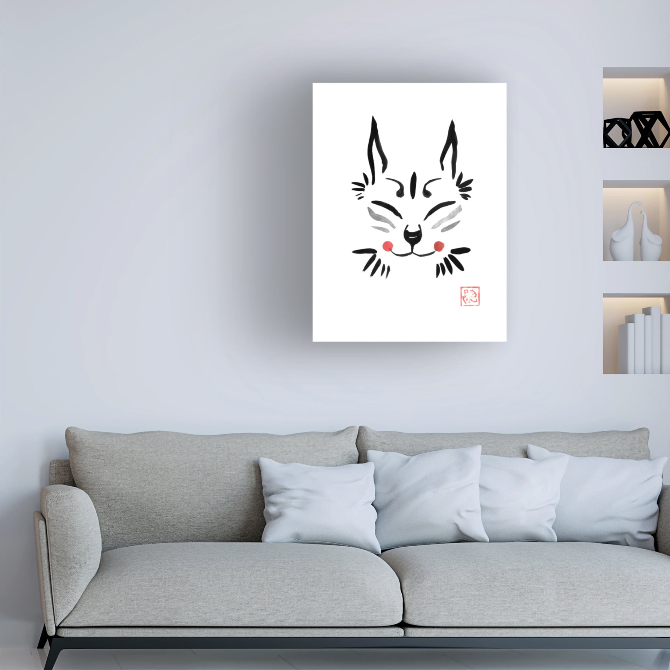 Canvas Wall Art - Pechane 'Katsune Mask' Wall Art for Living Room, Bedroom, or Office Décor by Trademark Fine Art - 14 x 19 Inches