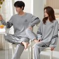thumbnail image 1 of Pijamas de pareja Pijamas de mujer de otoño e invierno Ropa informal para el hogar para hombre Traje de dos piezas de algodón peinado suelto, 1 of 6