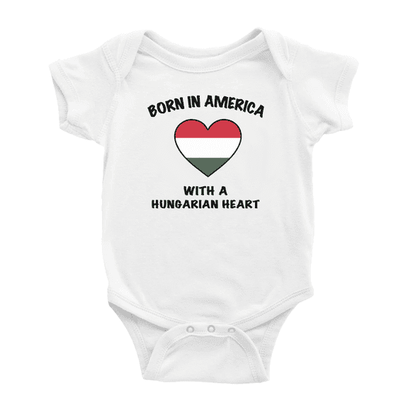 Born In America With A Hungarian Heart Cute Baby Clothing Bodysuits For Boy Girl