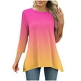 thumbnail image 1 of UNITWRY Hauts à Manches 3/4 pour Femmes Blouses Habillées Tunique Col Rond Chemise Décontractée Imprimée Chandail, 1 of 6