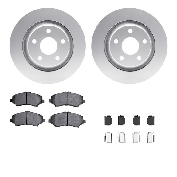 Dynamic Friction Company Front Geospec Brake Rotors with Heavy Duty Brake Pads includes Hardware 4212-42088