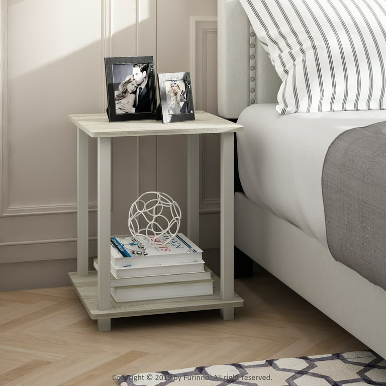 Furinno Simplistic End Table Set of Two Sonoma Oak White