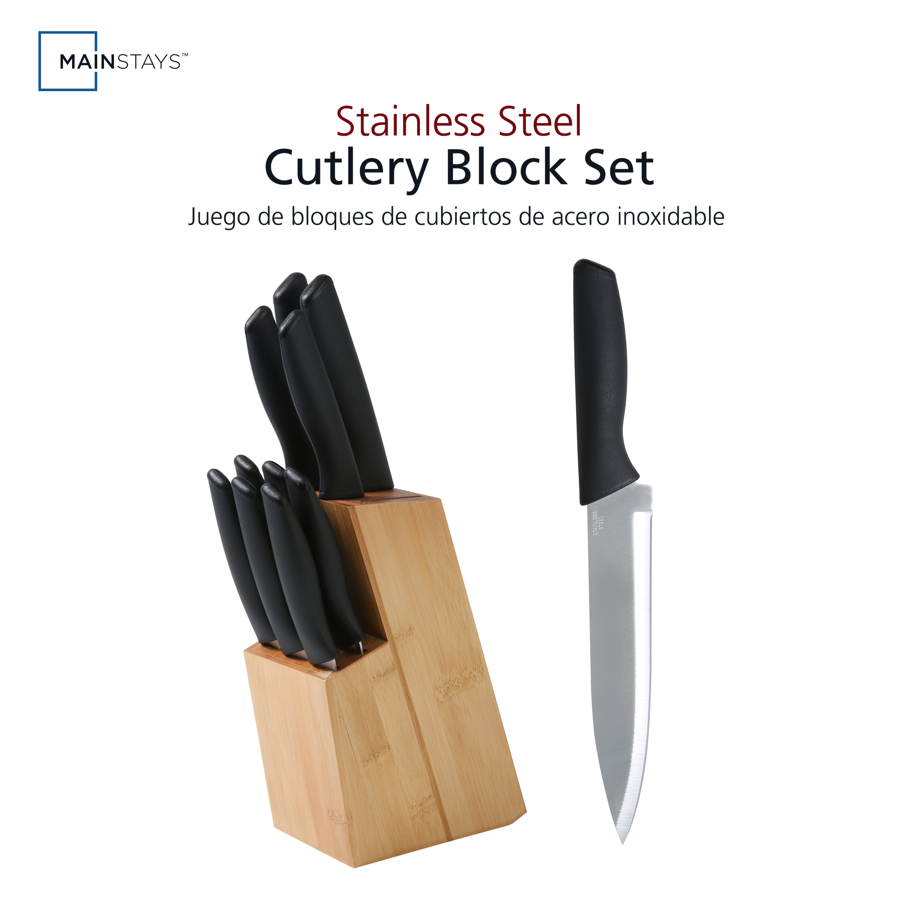 Mainstays 12-Piece Cutlery Set with Bamboo Block photo 5