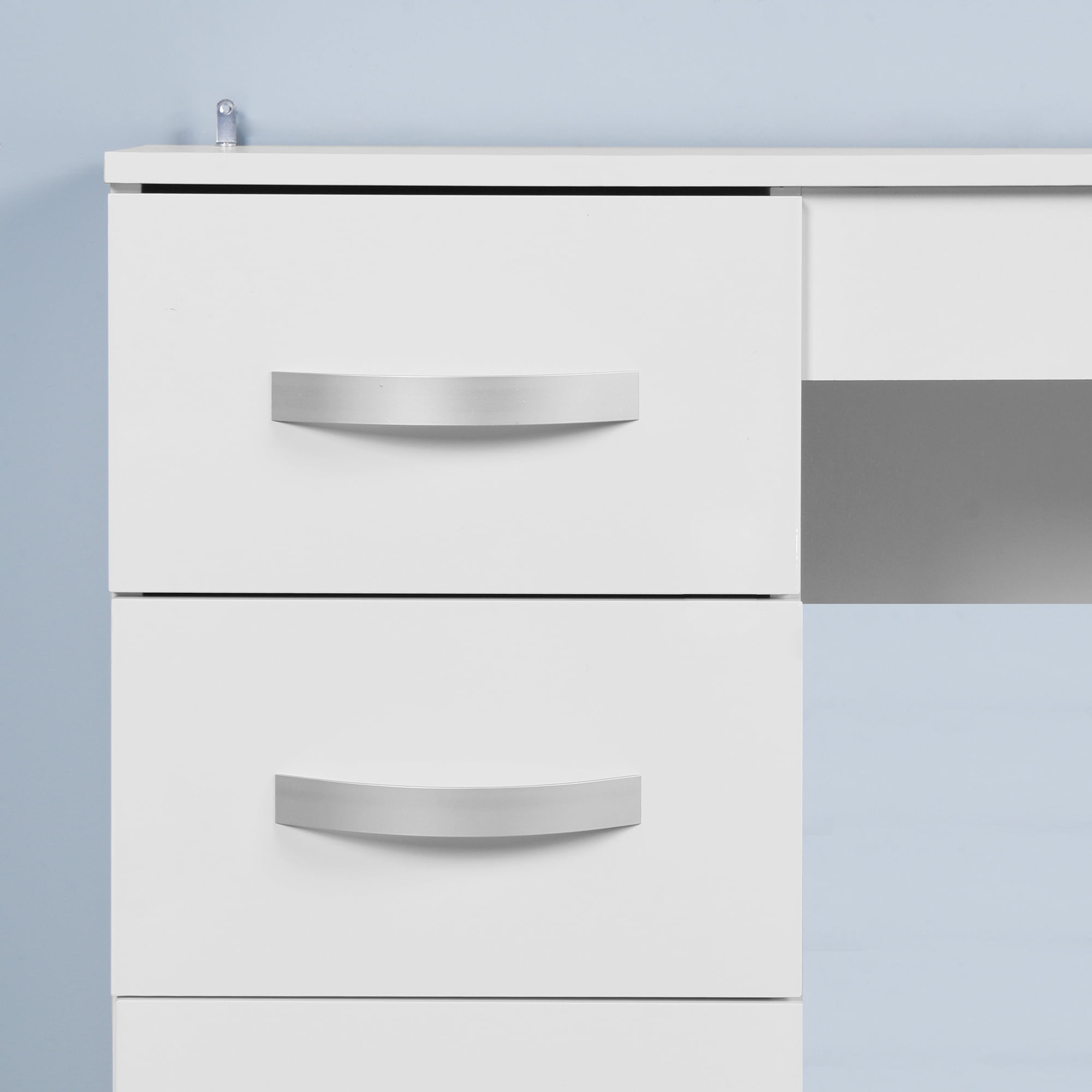 Leumius Wooden Desk with 3 Drawers,Home Office Bedroom Desk Study Writing Desk,White02