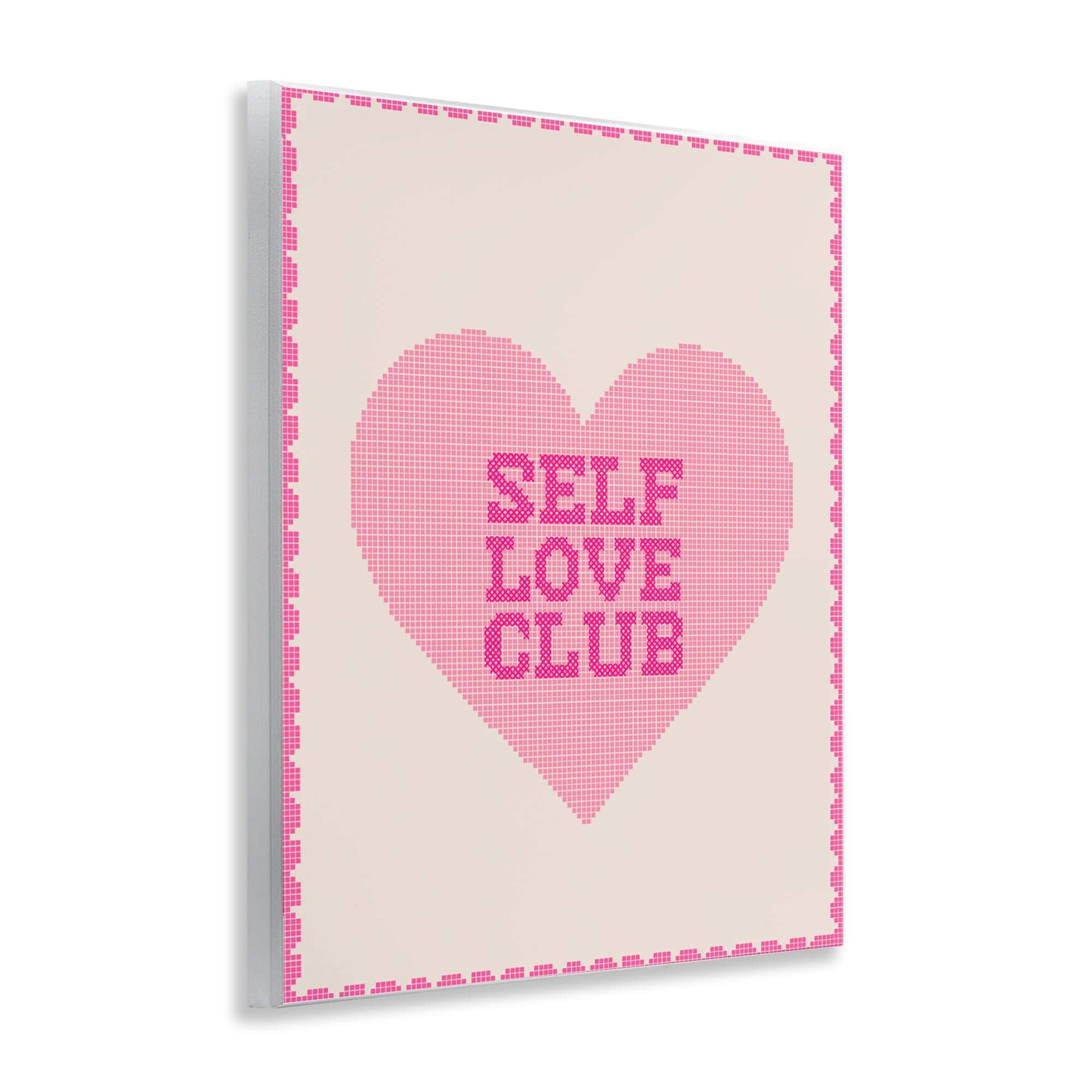 Stupell Industries Self Love Club Pixel Heart Wall Plaque Art, design by Lil' Rue