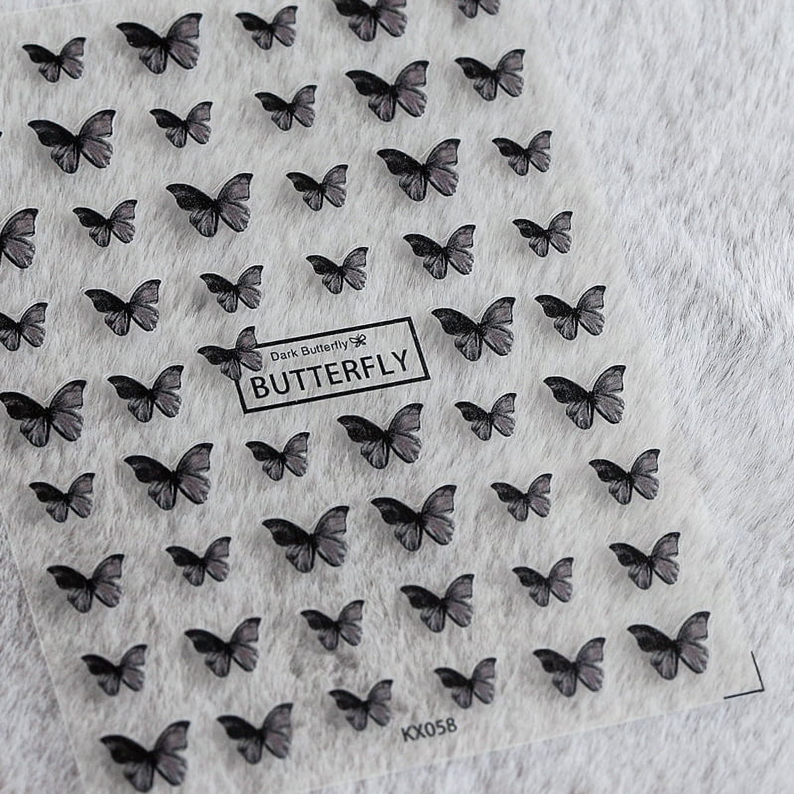 1pcs 5D Fashion Butterfly Nail Art Stickers Kawaii Black Blue Butterfly Nail Decoration Decals Transfer Self Adhesive Slider DIY