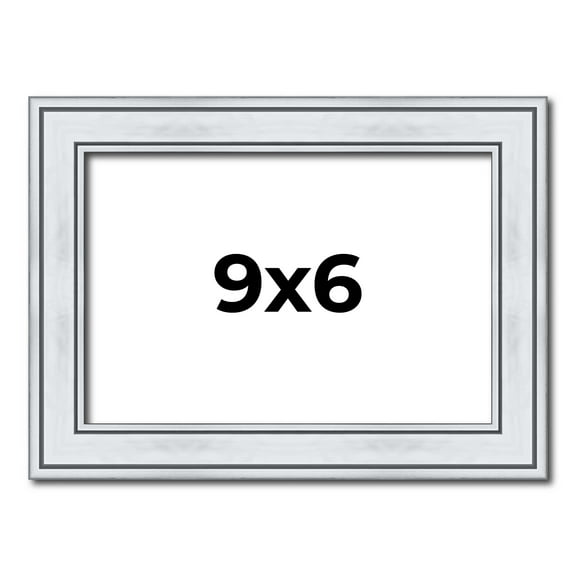 9x6 Frame Sterling Silver Solid Wood Picture Frame | 1.25 Inch Moulding Width | 0.75 Inch Interior