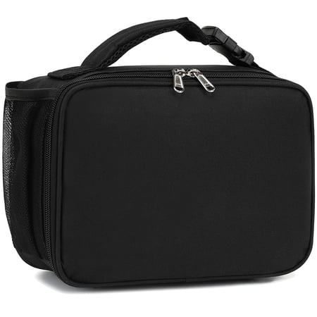 Lunch Box for Kids Boys Girls Men Women, Insulated Lunch Bag with Buckle Handle for School Work Picnic Travel, Reusable Leakproof Lunchbox Cooler, Black