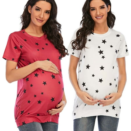 

Tejiojio Maternity/Labor/Nursing Clothing Clearance Women Short-sleeve Printing Top Maternity T-shirt Plus Size Maternity Wear