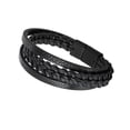 thumbnail image 2 of Pulsera de cuero PU Yinane Pulsera casual apilable para novio Hombres Negro, 2 of 8