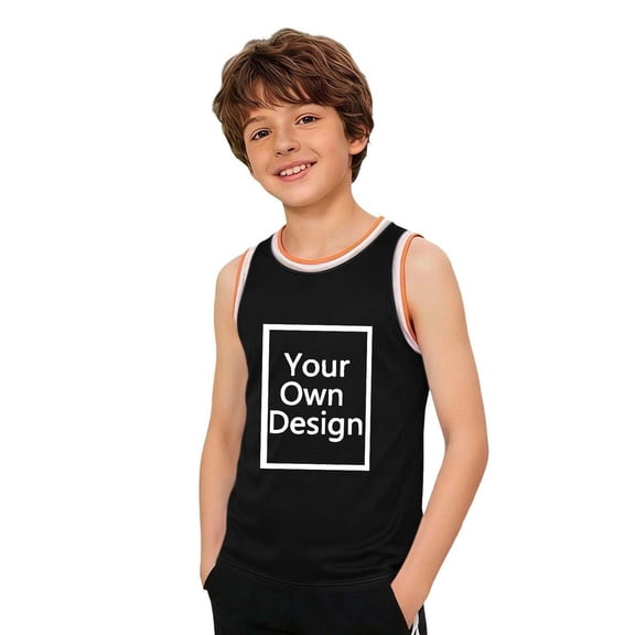 ZVNAΖH Kids Boys' Custom Basketball Jersey, Quick Dry Mesh Sleeveless Tank for Sports, Team Uniforms & Casual Wear (3-17Y)