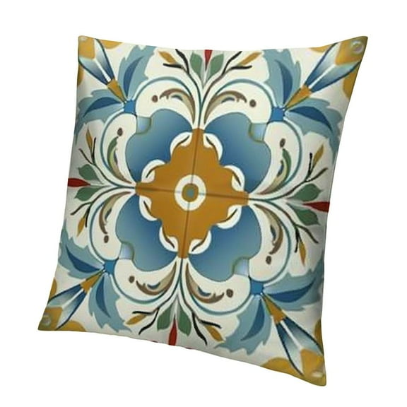 Boho Mandala Floral Throw Pillow Covers 18x18 Inch Set of 4 Bohemian Geometric Outdoor Decorative Pillow Cover Blue Velvet Square Cushion Cover Pillowcases for Sofa Bed Farmhouse Home Decor
