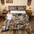 thumbnail image 3 of meiyoeat Hunting Camo Letter E Full Size Comforter Sets for Hunters, Lodge Cabin Duck Wildlife Bedding Comforter Set, Black Reversible, 3 Pieces, 1 Comforter and 2 Pillowcases, 3 of 6