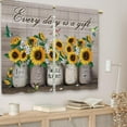 thumbnail image 3 of Farmhouse Sunflower Kitchen Curtains Rustic Flower Country Floral Small Short Cafe Window Curtains Vintage Brown Plank Wooden Bathroom Window Drapes Treatment Tier Curtains (27.5x39 Inch), 3 of 6