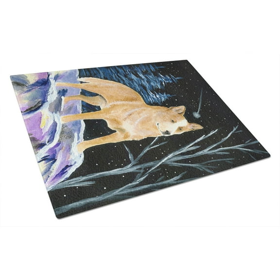 Caroline's Treasures Starry Night Australian Cattle Dog Glass Cutting Board Large
