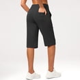 thumbnail image 4 of Siminsem Women's Bermuda Long Shorts 9“ High Waisted Knee Length Shorts with Pockets for Women Elastic Waist Loose Fit Walking Athletic Workout Summer Casual, Black,2XL, 4 of 8