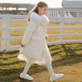 thumbnail image 4 of Girls Winter Jacket Thick Hooded Coats Warm Long Windproof Parka Coat Puffer Coat Padded Overcoat Outerwear Fleece Lined Kids Padded Jacket for Girls & Boys Autumn, Winter Clothes White 5-6Years, 4 of 7