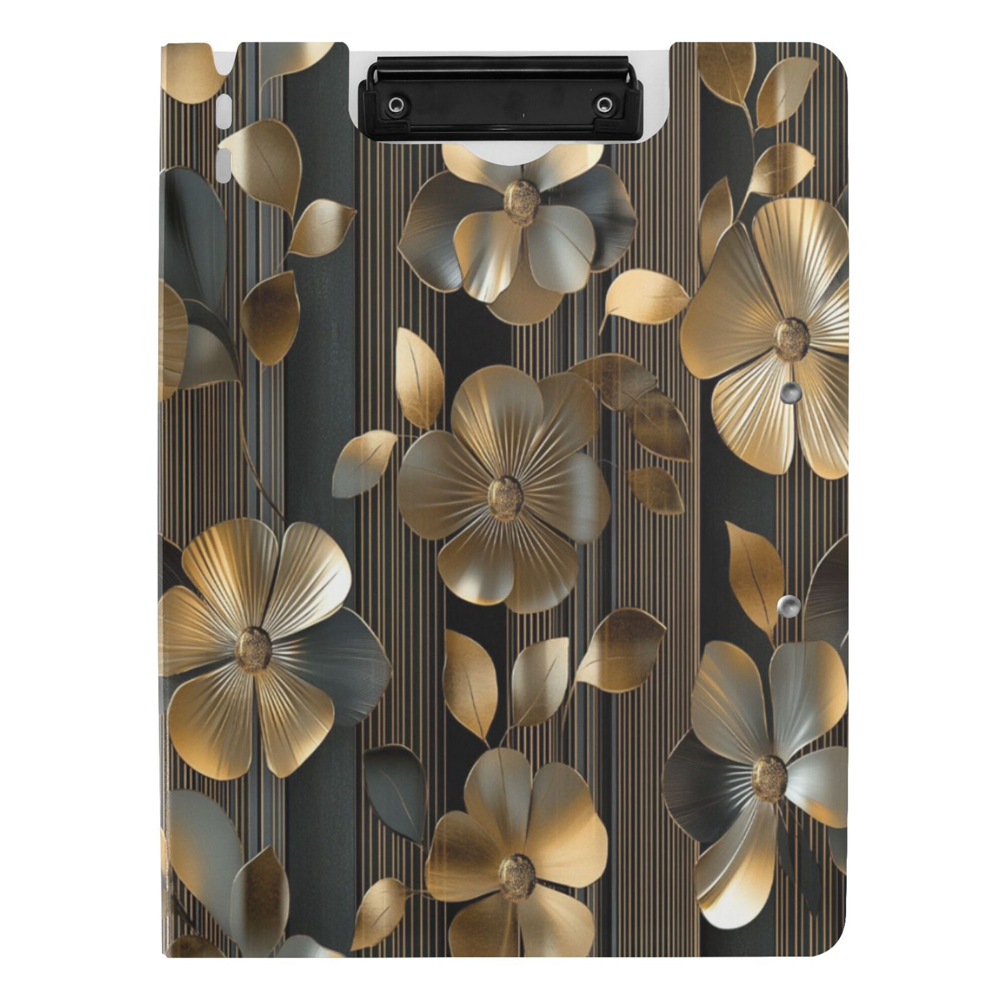 FORMRS A4 Clipboard Folder with Pen Holder Horizontal Foldable School Office Binder, Floral Lines