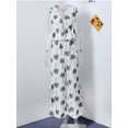 thumbnail image 2 of Conjunto de 2 piezas para mujer, traje estampado con cordones y cuello en V, sin mangas, con volantes, pantalones de pierna ancha divididos, verano 2024, 2 of 5