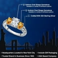 thumbnail image 2 of Gem Stone King 925 Sterling Silver White Topaz and Yellow Sapphire Filigree Style 3 Stone Ring for Women (2.73 Cttw, Oval 8X6MM and 6X4MM) (Size 8), 2 of 6