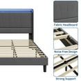 thumbnail image 4 of BeesClover Bed Frame with Charging Station and LED Lights, Modern Platform Bed with Wooden Slats, Upholstered Headboard, No Box Spring Needed, Easy Assembly, 4 of 5