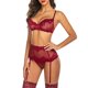 thumbnail image 1 of Gibobby Conjunto ropa interior mujer Conjunto de lencería sexy de encaje suave para mujer, ropa interior transparente con aros de encaje floral(Rojo, XG), 1 of 5