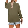 thumbnail image 5 of BILIKEYU Women's Loose Stand Solid Color Casual Shirt, Womens Tops, Fall Clothes, Long Sleeve Shirts for Women, 5 of 5
