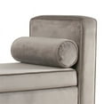 thumbnail image 3 of Velvet Upholstered Wooden Bench with Top Storage & 2 Bolster Pillows in Gray, 3 of 5