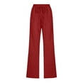 thumbnail image 5 of Linen Pants Women Summer 2026 Casual High Waisted Drawstring Pant Cotton Straight Wide Leg Lounge Trousers with Pockets, 5 of 5