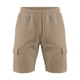 thumbnail image 5 of JTSRKL Men's Outdoor Cargo Shorts Solid Waffle Knit Drawstring Elastic Waist Multi Pocket Short Pants Lightweight Summer Beach Daily Casual Trunks Khaki XXL, 5 of 7