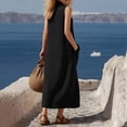 thumbnail image 6 of Guieoi Summer Dresses for Women under $10 Plus Size V-Neck Solid-Color Casual Sleeveless Long Dress with Pockets Black XXL, 6 of 7