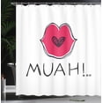 thumbnail image 4 of Ambesonne Kissing Shower Curtain, Sending Kisses and Muah, 69"Wx70"L, Dark Pink White, 4 of 5