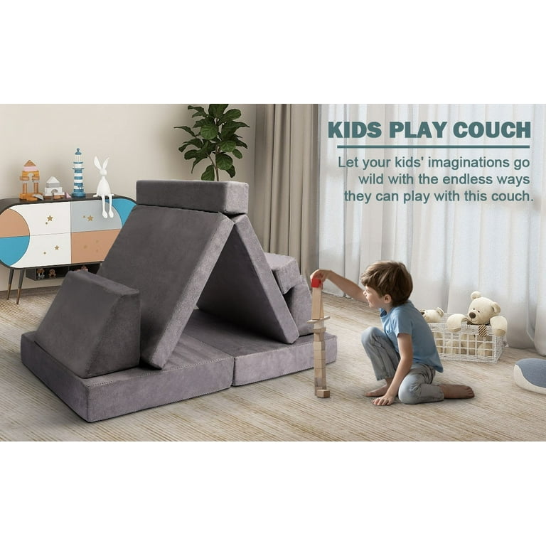 Tolead 6pcs Modular Imaginative Furniture Play Set, Couch, Sectional Sofa,  Gray