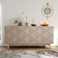 thumbnail image 2 of Bohemian Sideboard with Solid Wood Legs ,Buffet Cabinet with Painted Door Panel- Accent Cabinet for Dining Room, Living Room, or Hallway,Natural, 2 of 11