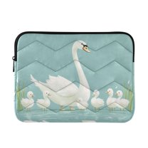 FORMRS 15-15.6 inch Laptop Sleeve Case Soft Carrying Quilted Computer Bag Cover, White Cartoon Swan