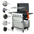 thumbnail image 3 of JESTOP 4-Burner Propane Gas Grill with 2 Foldable Side Tables, 49,200 BTU Outdoor BBQ Grill with Porcelain-Enameled Flame Tamers, Built-in Thermometer, Easy Assembly for Patio, Backyard BBQ, 3 of 7