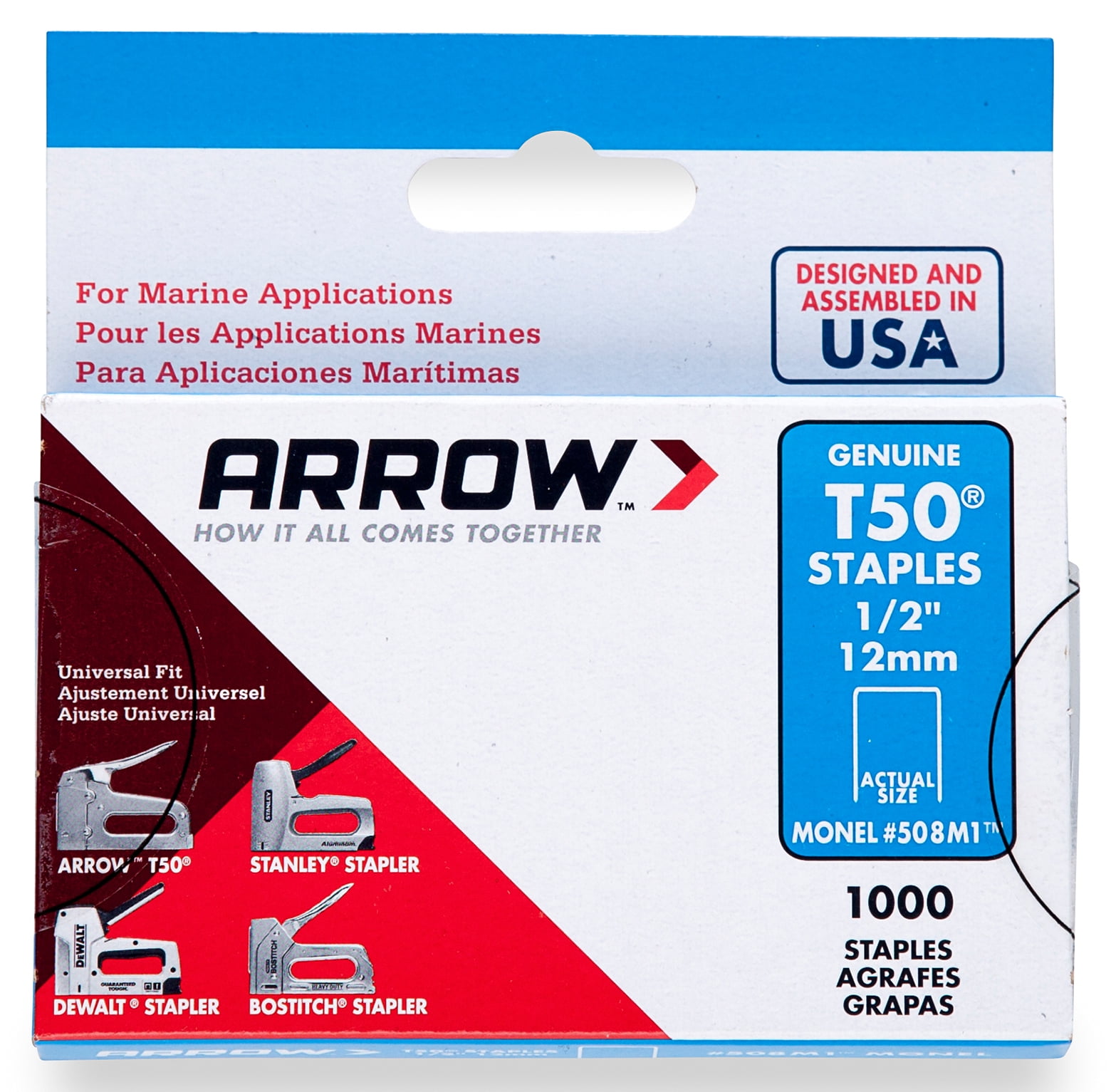 3/8in 1000 ARRT5038SS Rustproof Arrow T50 Staples Stainless Steel 506SS 10mm 