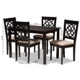 thumbnail image 7 of Baxton Studio Renaud Modern and Contemporary Sand Fabric Upholstered Espresso Brown Finished 5-Piece Wood Dining Set, 7 of 7