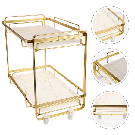 Supvox Bathroom Countertop Organizer Golden Alloy 1 Set Rectangular