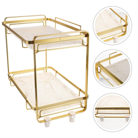 Supvox Bathroom Countertop Organizer Golden Alloy 1 Set Rectangular