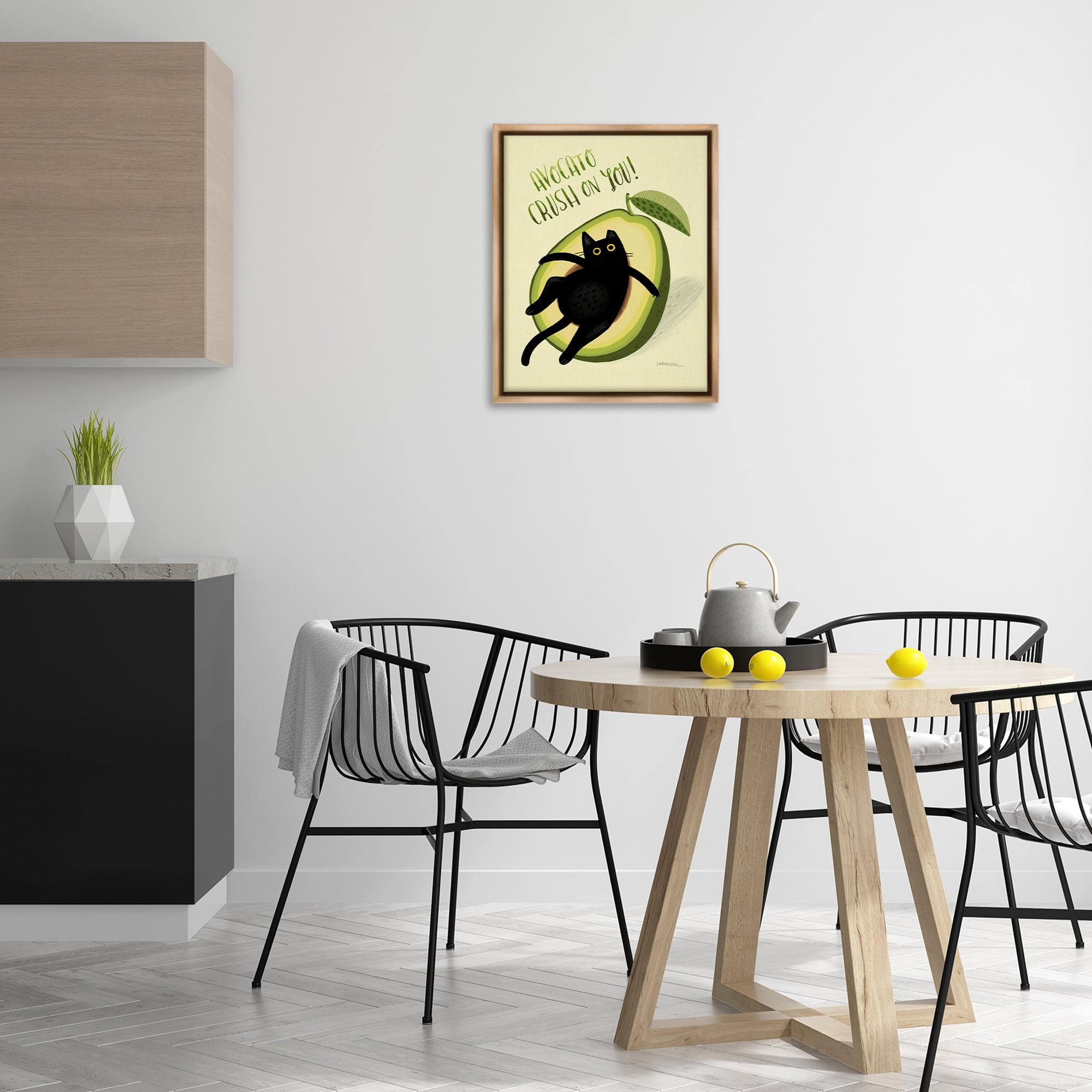 Stupell Industries Avocato Crush on You Animals Painting Brown Floater Framed Canvas Art Print Wall Art, 17 x 21