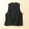 thumbnail image 2 of ZyeKqe Cotton Linen Tank Tops for Women Button down Summer Vest Loose Fitted Sleeveless Shirts, 2 of 7